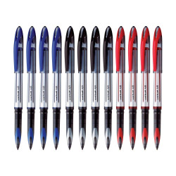 uni-ball Air UBA 188 L 0.7mm Roller Ball Pen Combo | Blue, Black & Red Ink, Pack of 12