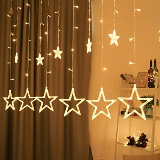 Desidiya® 12 LED Star String Light Warm White 138 LEDs, 3 Mtr Decorative Lights for Decoration Christmas, Wedding, Party, Home & Patio Decorative Lighting for Living Room, Parties, Weddings