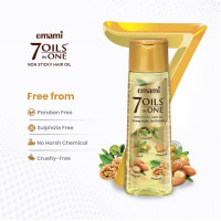 Emami 7 Oils In One Non Sticky & Non Greasy Hair Oil, 20 Times Stronger Hair, Nourishes Scalp With Goodness of Almond Oil, Coconut Oil, Argan Oil & Amla Oil, 500ml