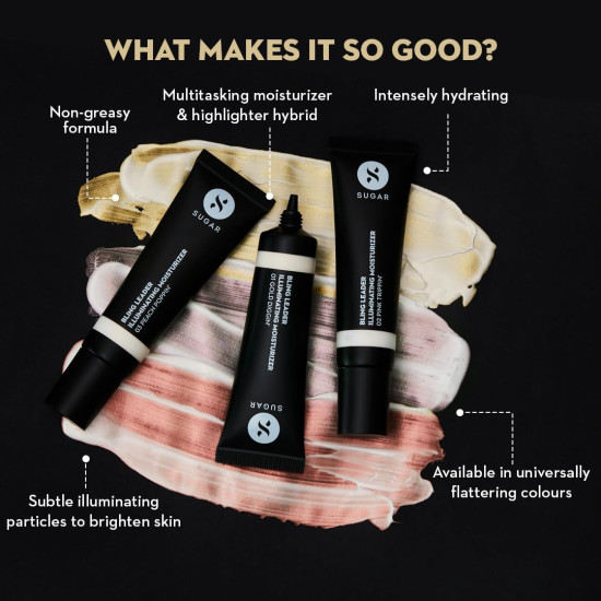 SUGAR Cosmetics Bling Leader Illuminating Moisturizer | Strobe Cream with Vitamin E | Lightweight | Protects against Pollution | 25ml - 01 Gold Diggin