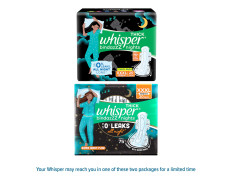 Whisper Bindazzz Nights 20 XXXL Sanitary Pads, Upto 0% Leaks All Night Long, For Super Heavy Flow, Nearly 75% Longer with Wider Back, Double hug wings keep pad in place , Disposable Wrapper
