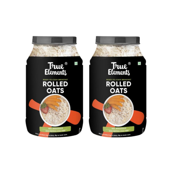 True Elements Rolled Oats 1.2kg (Pack of 2) | 100% Whole Grain | High Fiber & Protein | Healthy Breakfast Cereal | Jumbo Oats useful for oatmeal | Diet Food for Weight Management True Elements Rolled Oats 1.2kg (Pack of 2) | 100% Whole Grain | High Fiber & Protein | Healthy Breakfast Cereal | Jumbo Oats useful for oatmeal | Diet Food for Weight Management
