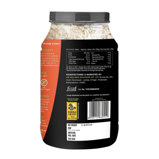 True Elements Rolled Oats 1.2kg (Pack of 2) | 100% Whole Grain | High Fiber & Protein | Healthy Breakfast Cereal | Jumbo Oats useful for oatmeal | Diet Food for Weight Management True Elements Rolled Oats 1.2kg (Pack of 2) | 100% Whole Grain | High Fiber & Protein | Healthy Breakfast Cereal | Jumbo Oats useful for oatmeal | Diet Food for Weight Management