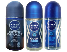 Nivea Roll On Deodorant Deep Impact + Cool Kick + Fresh Active For Men 50 Ml Each