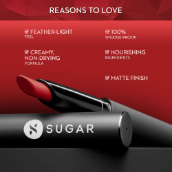 SUGAR Cosmetics Matte Attack Lipstick for Women | Transferproof & Smudgeproof | Lasts upto 12hrs | Enriched With Jojoba Oil | 2gm - Maroon Vibe