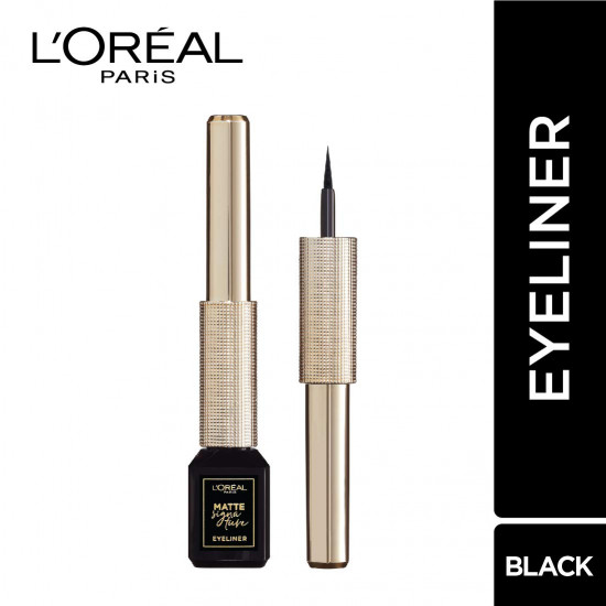 L'Oréal Paris Eye Liner, Ultra-Precise Tip, Waterproof, Fade-Proof and Smudge-proof, Matte Signature, Black, 19g