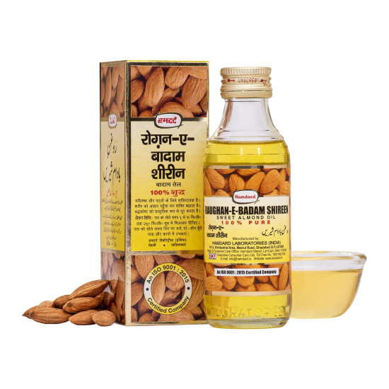 Hamdard RAUGHAN-E-BADAM SHIREEN Sweet Almond Oil for Body and Skin | Natural Almond Oil | 100ml – Pack of 1…