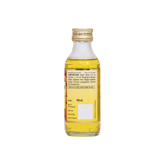 Hamdard RAUGHAN-E-BADAM SHIREEN Sweet Almond Oil for Body and Skin | Natural Almond Oil | 100ml – Pack of 1…