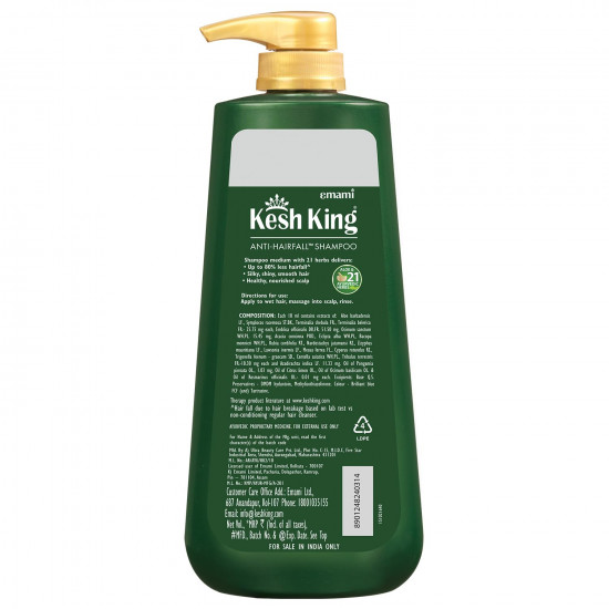 Kesh King Ayurvedic Anti Hairfall Shampoo| Reduces hairfall | 21 Natural Ingredients |No Paraben & No Silicon | With the goodness of Aloe Vera, Bhringraja and Amla for Silky, Shiney - 600 ml