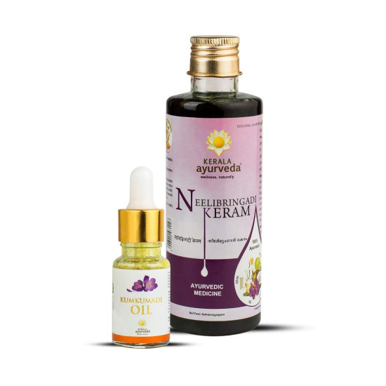 Kerala Ayurveda Neelibringadi Keram (200 Ml) for Hair + Kumkumadi Oil (10 Ml) for Face