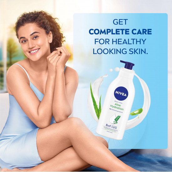 NIVEA Aloe Hydration Body Lotion 600 ml | 48 H Moisturization | Refreshing Hydration | Non Sticky Feel | With Goodness of Aloe Vera For Instant Hydration In Summer | For Men & Women