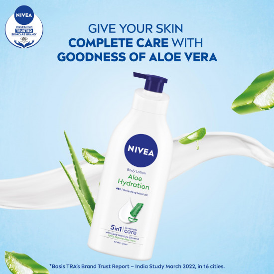 NIVEA Aloe Hydration Body Lotion 600 ml | 48 H Moisturization | Refreshing Hydration | Non Sticky Feel | With Goodness of Aloe Vera For Instant Hydration In Summer | For Men & Women