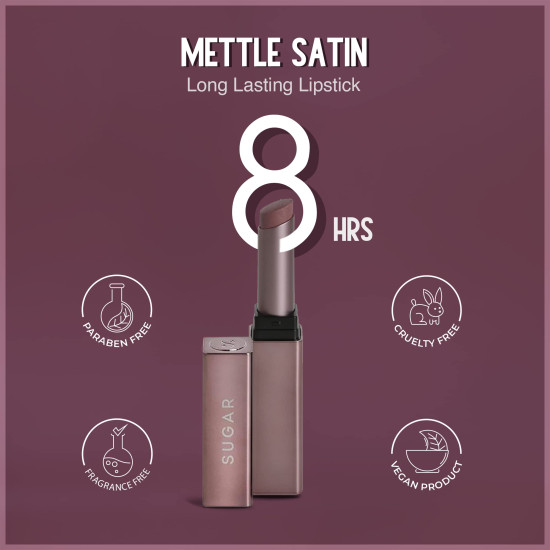 SUGAR Cosmetics Mettle Satin Lipstick | Highly Pigmented & Silky Matte Finish | Creamy Texture | Mango Butter Infused | 2.2 gm - 07 Gabriella (Soft Dusty Nude/Nude Pink) SUGAR Cosmetics Mettle Satin Lipstick | Highly Pigmented & Silky Matte Finish | Creamy Texture | Mango Butter Infused | 2.2 gm - 07 Gabriella (Soft Dusty Nude/Nude Pink)
