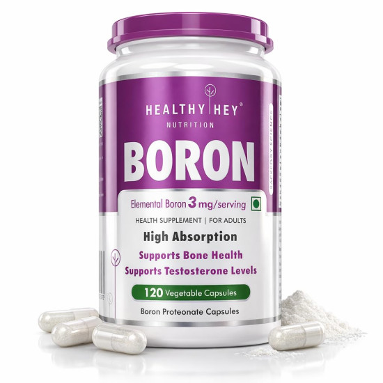 HealthyHey Nutrition Boron -Advanced Chelated - 120 Veggie Capsules - Gluten Free, Non-GMO
