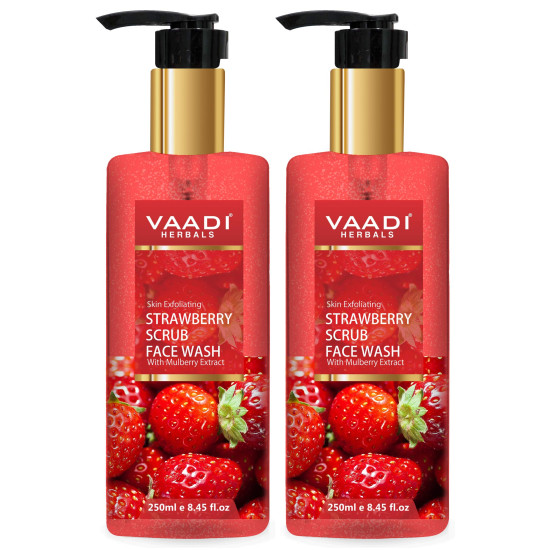 Vaadi Herbals Pvt Ltd Strawberry Scrub Face Wash With Mulberry Extract, 250 Ml (Pack Of 2)