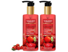 Vaadi Herbals Pvt Ltd Strawberry Scrub Face Wash With Mulberry Extract, 250 Ml (Pack Of 2)