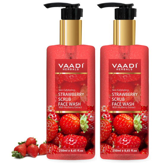 Vaadi Herbals Pvt Ltd Strawberry Scrub Face Wash With Mulberry Extract, 250 Ml (Pack Of 2)