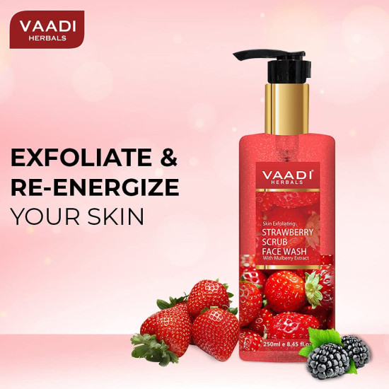 Vaadi Herbals Pvt Ltd Strawberry Scrub Face Wash With Mulberry Extract, 250 Ml (Pack Of 2)