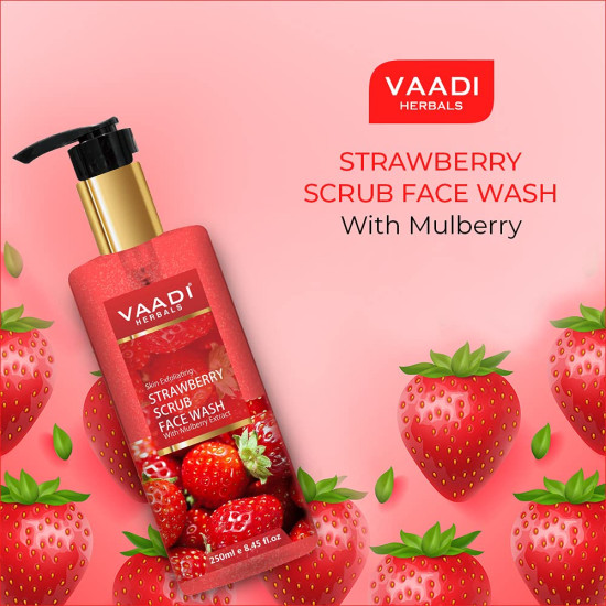 Vaadi Herbals Pvt Ltd Skin Whitening Saffron, Strawberry Scrub & Honey Lemon Face Wash, 250 Ml (Pack Of 3)