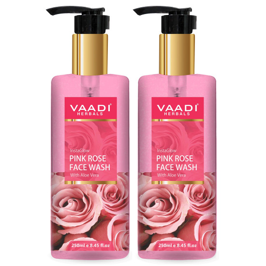 Vaadi Herbals Pvt Ltd Insta Glow Pink Rose Face Wash With Aloe Vera Extract, 250 Ml (Pack Of 2)