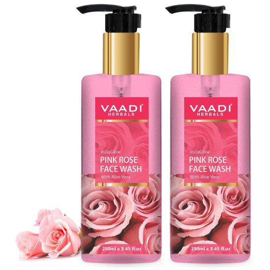 Vaadi Herbals Pvt Ltd Insta Glow Pink Rose Face Wash With Aloe Vera Extract, 250 Ml (Pack Of 2)