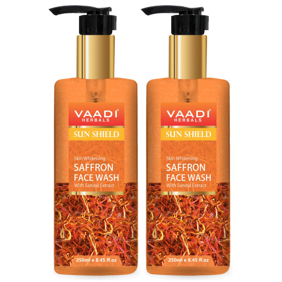 Vaadi Herbals Pvt Ltd Skin Whitening Saffron Face Wash With Sandal Extract, 250 Ml (Pack Of 2)