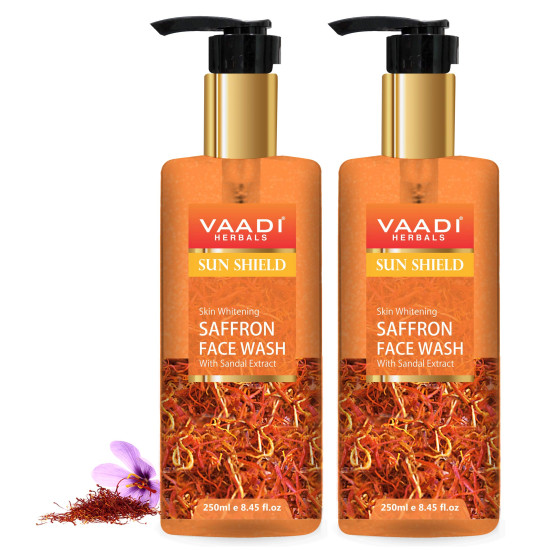 Vaadi Herbals Pvt Ltd Skin Whitening Saffron Face Wash With Sandal Extract, 250 Ml (Pack Of 2)