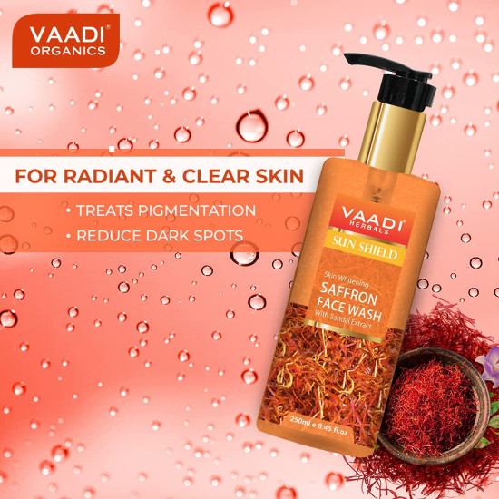 Vaadi Herbals Pvt Ltd Skin Whitening Saffron Face Wash With Sandal Extract, 250 Ml (Pack Of 2)