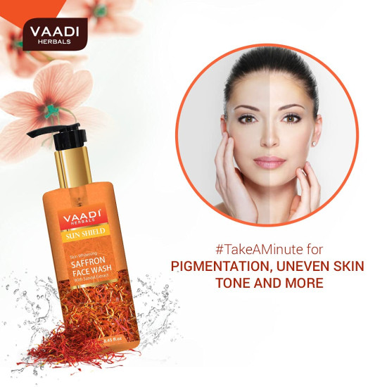 Vaadi Herbals Pvt Ltd Skin Whitening Saffron Face Wash With Sandal Extract, 250 Ml (Pack Of 2)