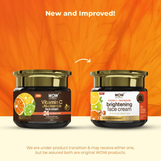 WOW Skin Science Vitamin C & Niacinamide Brightening Face Cream | Hydrates & Brightens Skin | Reduces Wrinkles | Fades Spots | Smoothens Complexion | Boosts Glow - 50 ml