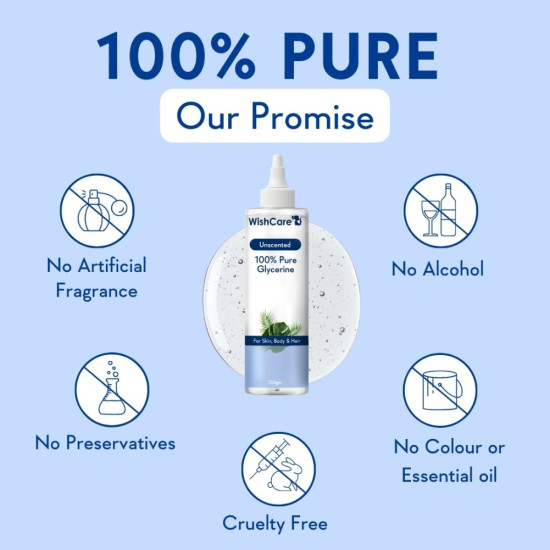 WishCare Unscented Glycerine Gel For Skin Care- 100% Pure & Vegan 250gm