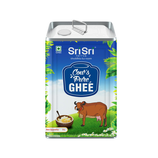 Sri Sri Tattva Cow’s Pure Ghee 5 Litre | Pure and Natural | Rich Texture and Aroma | Lab Tested | Rich in Good Fats and Antioxidants