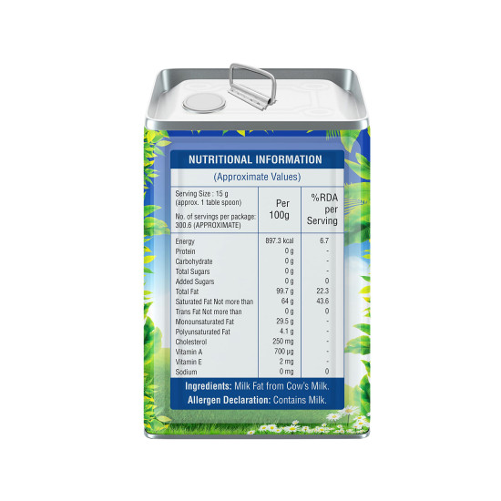 Sri Sri Tattva Cow’s Pure Ghee 5 Litre | Pure and Natural | Rich Texture and Aroma | Lab Tested | Rich in Good Fats and Antioxidants