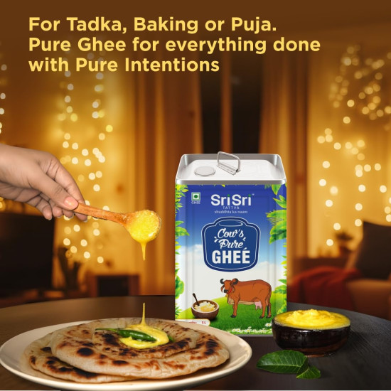 Sri Sri Tattva Cow’s Pure Ghee 5 Litre | Pure and Natural | Rich Texture and Aroma | Lab Tested | Rich in Good Fats and Antioxidants
