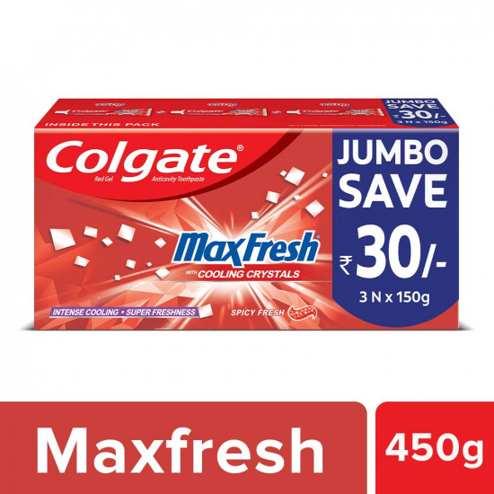 Colgate Max Fresh, Spicy Fresh Red Gel Toothpaste 450Gm (Saver Pack), Freshness