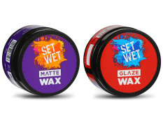 Set Wet Glaze Hair Styling Wax for Men, 60 gm And Set Wet Matte Hair Styling Wax for Men, Re-Styling, Matte Texture, 60 gm