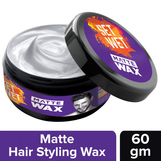 Set Wet Glaze Hair Styling Wax for Men, 60 gm And Set Wet Matte Hair Styling Wax for Men, Re-Styling, Matte Texture, 60 gm