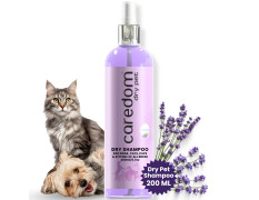 Caredom Dry Shampoo for Dogs & Cats | Waterless Dog Shampoo Spray with Lavender | Dry Bath for Cats | Fresh & Clean for Pets | Wash Grooming Spray (200 ml)