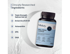 Miduty Antarctic Fish Krill Oil - Triple Strength Omega 3 Capsule With Astaxanthin- Antioxidant - EPA & DHA - For Joints - Heart - Liver Krill Omega 3 Supplement 60 Softgel