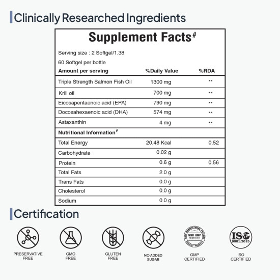 Miduty Antarctic Fish Krill Oil - Triple Strength Omega 3 Capsule With Astaxanthin- Antioxidant - EPA & DHA - For Joints - Heart - Liver Krill Omega 3 Supplement 60 Softgel