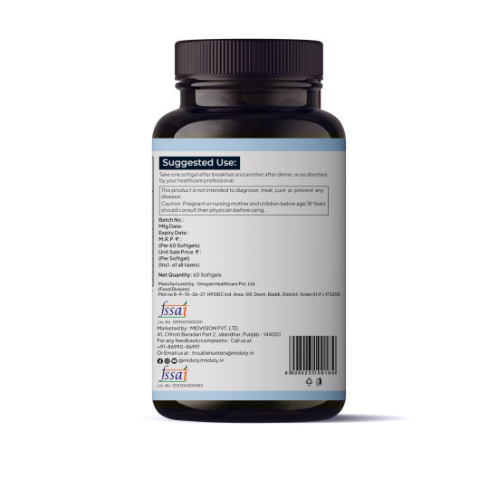 Miduty Antarctic Fish Krill Oil - Triple Strength Omega 3 Capsule With Astaxanthin- Antioxidant - EPA & DHA - For Joints - Heart - Liver Krill Omega 3 Supplement 60 Softgel