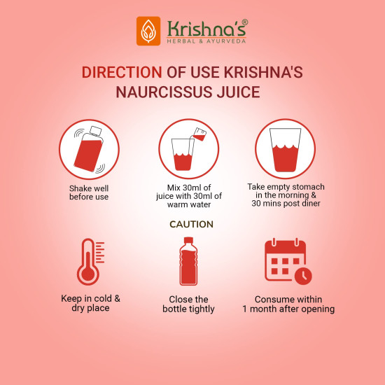 KRISHNA'S HERBAL & AYURVEDA Naurcissus Juice-500 Ml Ayurvedic Ingridients Ashwagandha,Kaunch Beej,Vidari Kand,Shatawari,Akarkara,Safed Musli,Gokhru Stamina,Vigor,Vitality&Energy Booster KRISHNA'S HERBAL & AYURVEDA Naurcissus Juice-500 Ml Ayurvedic Ingridients Ashwagandha,Kaunch Beej,Vidari Kand,Shatawari,Akarkara,Safed Musli,Gokhru Stamina,Vigor,Vitality&Energy Booster
