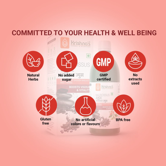 KRISHNA'S HERBAL & AYURVEDA Naurcissus Juice-500 Ml Ayurvedic Ingridients Ashwagandha,Kaunch Beej,Vidari Kand,Shatawari,Akarkara,Safed Musli,Gokhru Stamina,Vigor,Vitality&Energy Booster KRISHNA'S HERBAL & AYURVEDA Naurcissus Juice-500 Ml Ayurvedic Ingridients Ashwagandha,Kaunch Beej,Vidari Kand,Shatawari,Akarkara,Safed Musli,Gokhru Stamina,Vigor,Vitality&Energy Booster