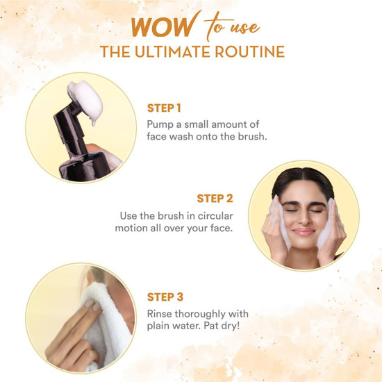 WOW Skin Science Ubtan Foaming Face Wash | Built in Brush for Deep Cleansing | Turmeric & Saffron | All Skin Types | Bright, Clear Skin | Paraben & Sulphates Free| Face Wash for Women & Men | 150 ml
