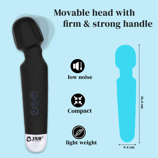 JSB HF56 Pro Cordless Rechargeable Body Massager Handheld with Flexible Silicon Head Vibration for Back, Leg, Foot & Cervical Neck Pain Relief