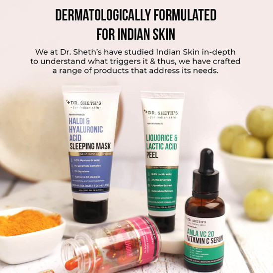 Dr. Sheth's Haldi & Hyaluronic Acid Sleeping Mask Cream For Even Tone, Acne, Dullness & Hydration | With Ceramides & Vitamin E For Women & Men -40g