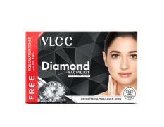 VLCC Diamond Facial Kit with FREE Rose Water Toner - 300g + 100ml | Skin Purifying Facial with Colloidal Diamond, Jojoba Oil, Olive Oil & Aloe Vera. Detoxifying At Home Facial.