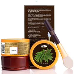 WOW Skin Science Anti-Acne Neem & Tea Tree Clay Face Mask for Refreshing & Refining Acne Prone Skin - For All Skin Types - No Parabens, Sulphate & Mineral Oil, 200 ml