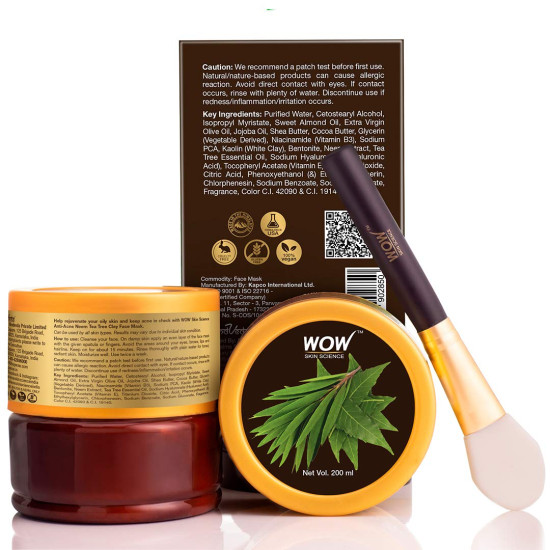 WOW Skin Science Anti-Acne Neem & Tea Tree Clay Face Mask for Refreshing & Refining Acne Prone Skin - For All Skin Types - No Parabens, Sulphate & Mineral Oil, 200 ml WOW Skin Science Anti-Acne Neem & Tea Tree Clay Face Mask for Refreshing & Refining Acne Prone Skin - For All Skin Types - No Parabens, Sulphate & Mineral Oil, 200 ml