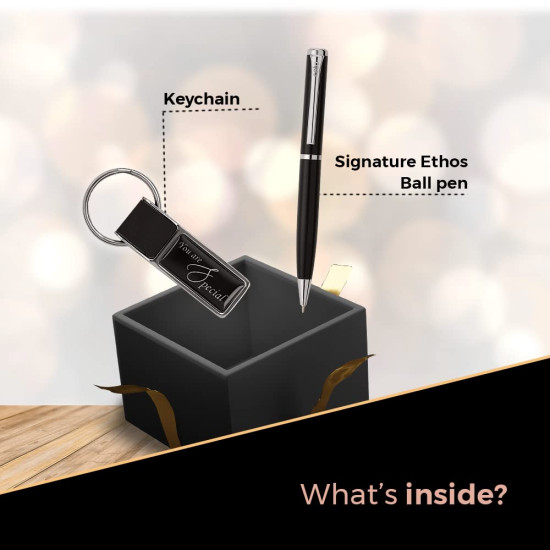 Cello Signature Professional Gift Set|Blue| 1 Ball Pen + 1 Metal Keychain|Black and Silver Finish|Premium Metal Pens for Office Use|Stylish Gifts for Christmas and New Year|Rakshabandhan Gifts Cello Signature Professional Gift Set|Blue| 1 Ball Pen + 1 Metal Keychain|Black and Silver Finish|Premium Metal Pens for Office Use|Stylish Gifts for Christmas and New Year|Rakshabandhan Gifts